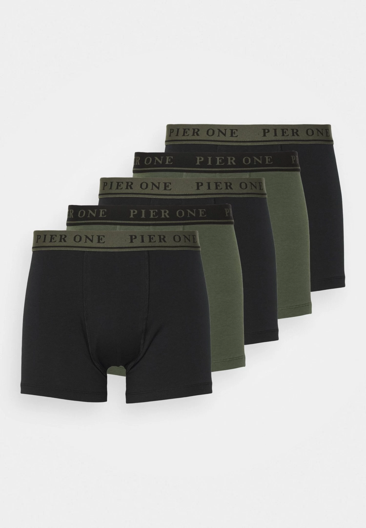 Pier One 5 Pack - Onderbroeken -Black/Khaki 1 Pier One 5 Pack - Onderbroeken -Black/Khaki