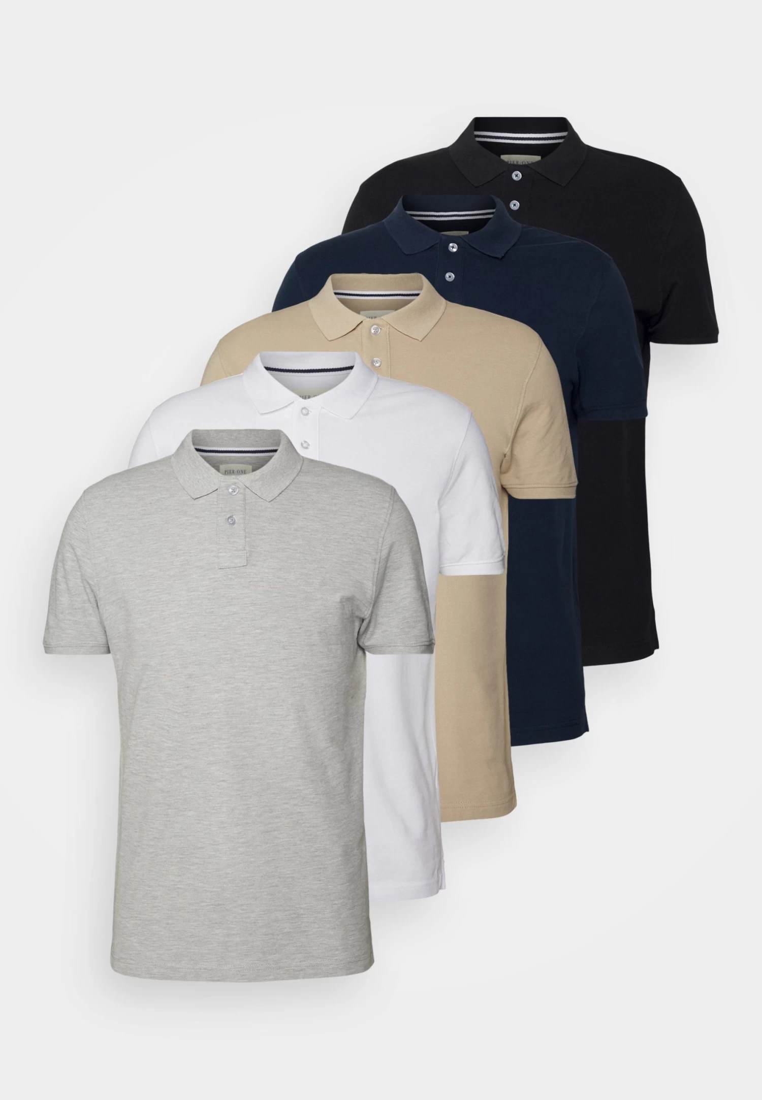 Pier One 5 Pack - Poloshirt - Black/Blue/Beige 7 Pier One 5 Pack - Poloshirt - Black/Blue/Beige - Afbeelding 7