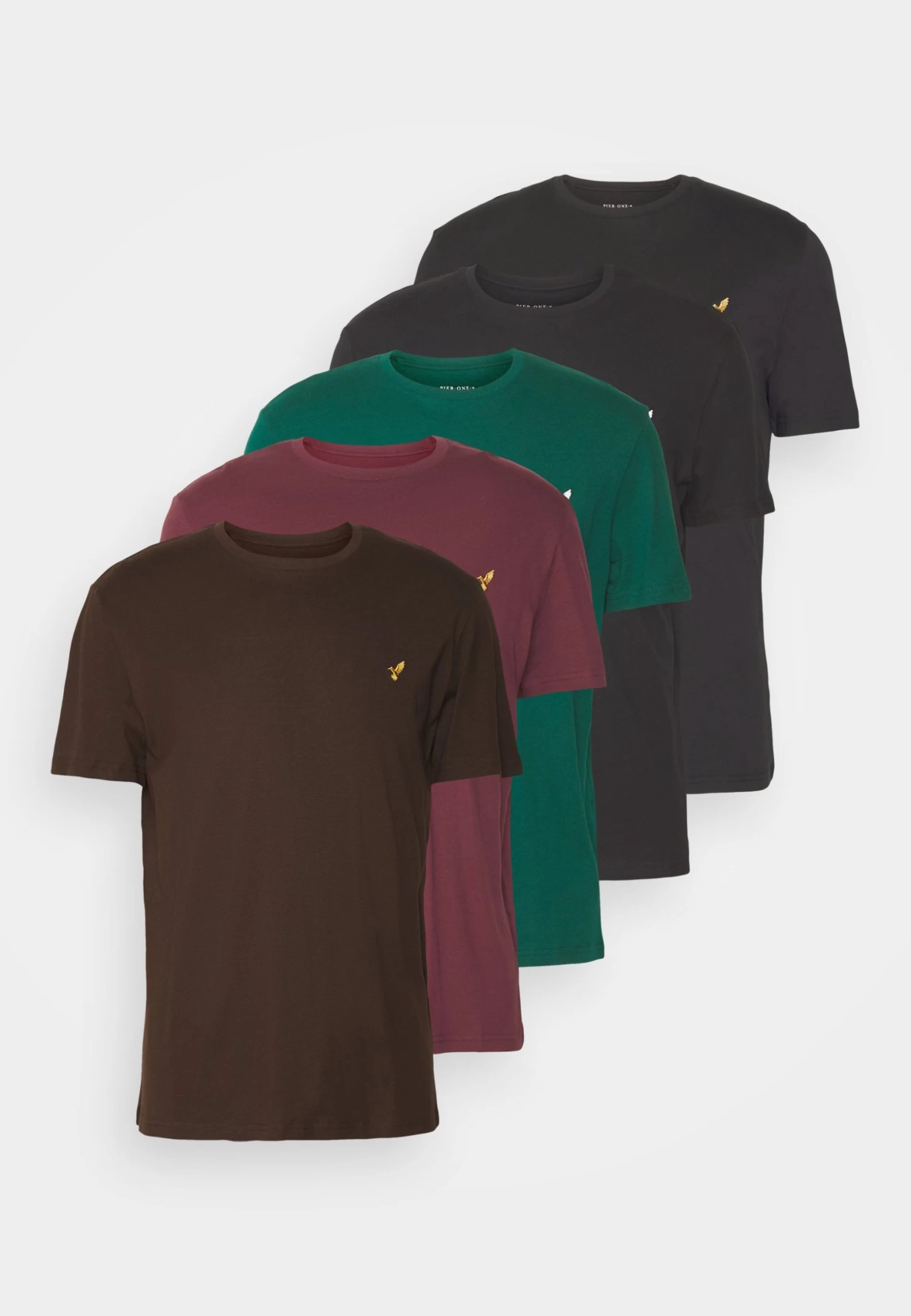 Pier One 5 Pack - T-Shirt Basic - Bordeaux/Dark Green/Dark Blue 6 Pier One 5 Pack - T-Shirt Basic - Bordeaux/Dark Green/Dark Blue - Afbeelding 6