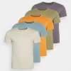 Pier One 5 Pack - T-Shirt Basic - Orange/Dark Blue/Green