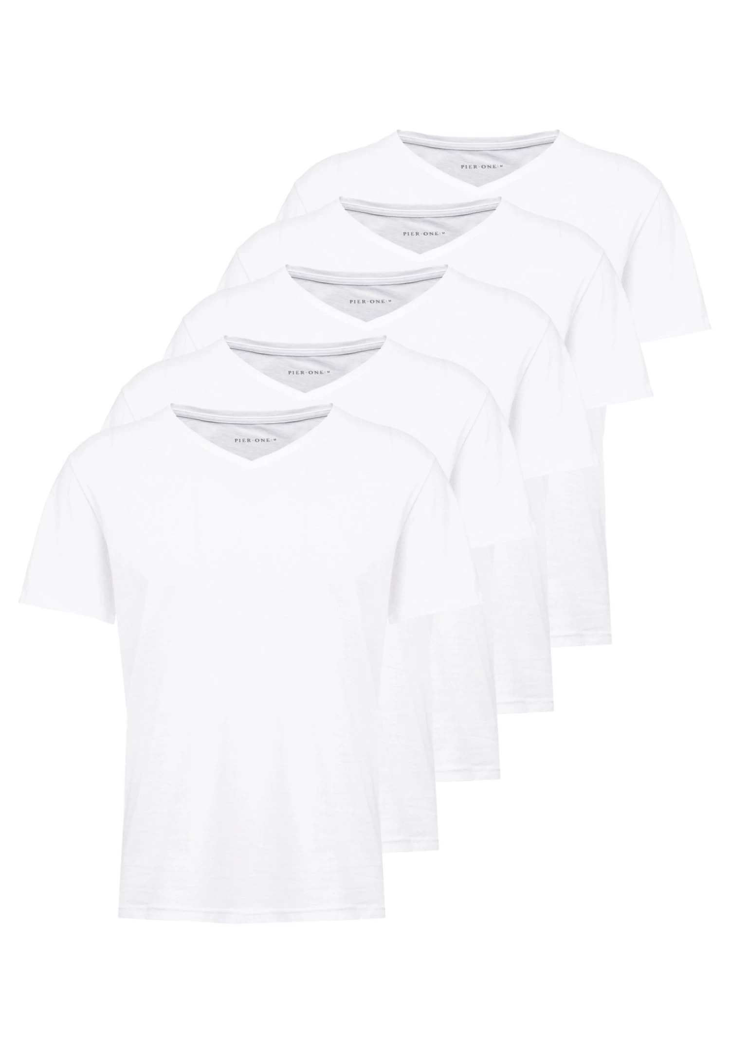 Pier One 5 Pack - T-Shirt Basic - White 4 Pier One 5 Pack - T-Shirt Basic - White - Afbeelding 4