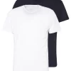 Pier One 2 Pack - T-Shirt Basic - White/Dark Blue
