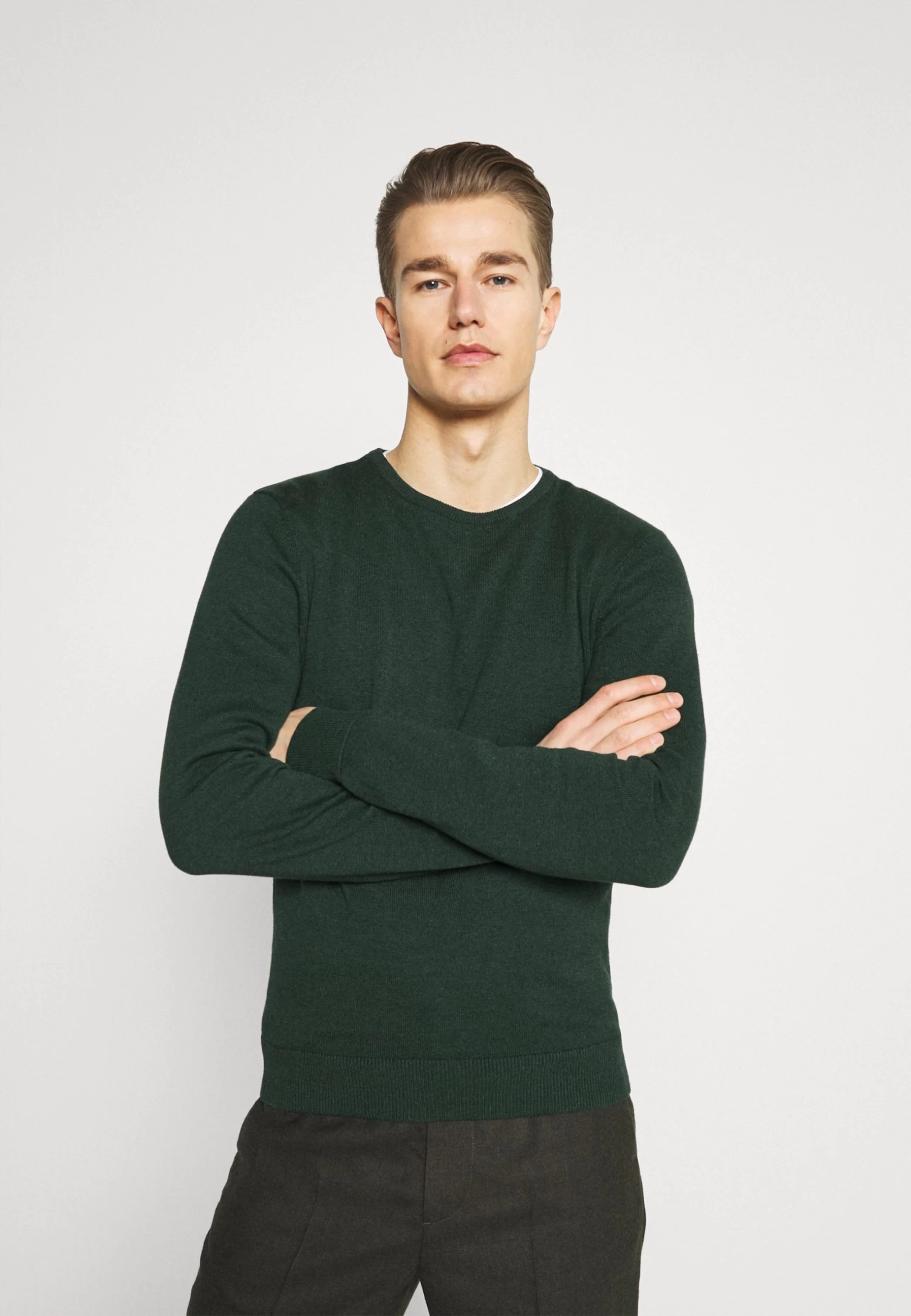 Pier One Basic Crewneck - Trui - Mottled Dark Green 1 Pier One Basic Crewneck - Trui - Mottled Dark Green