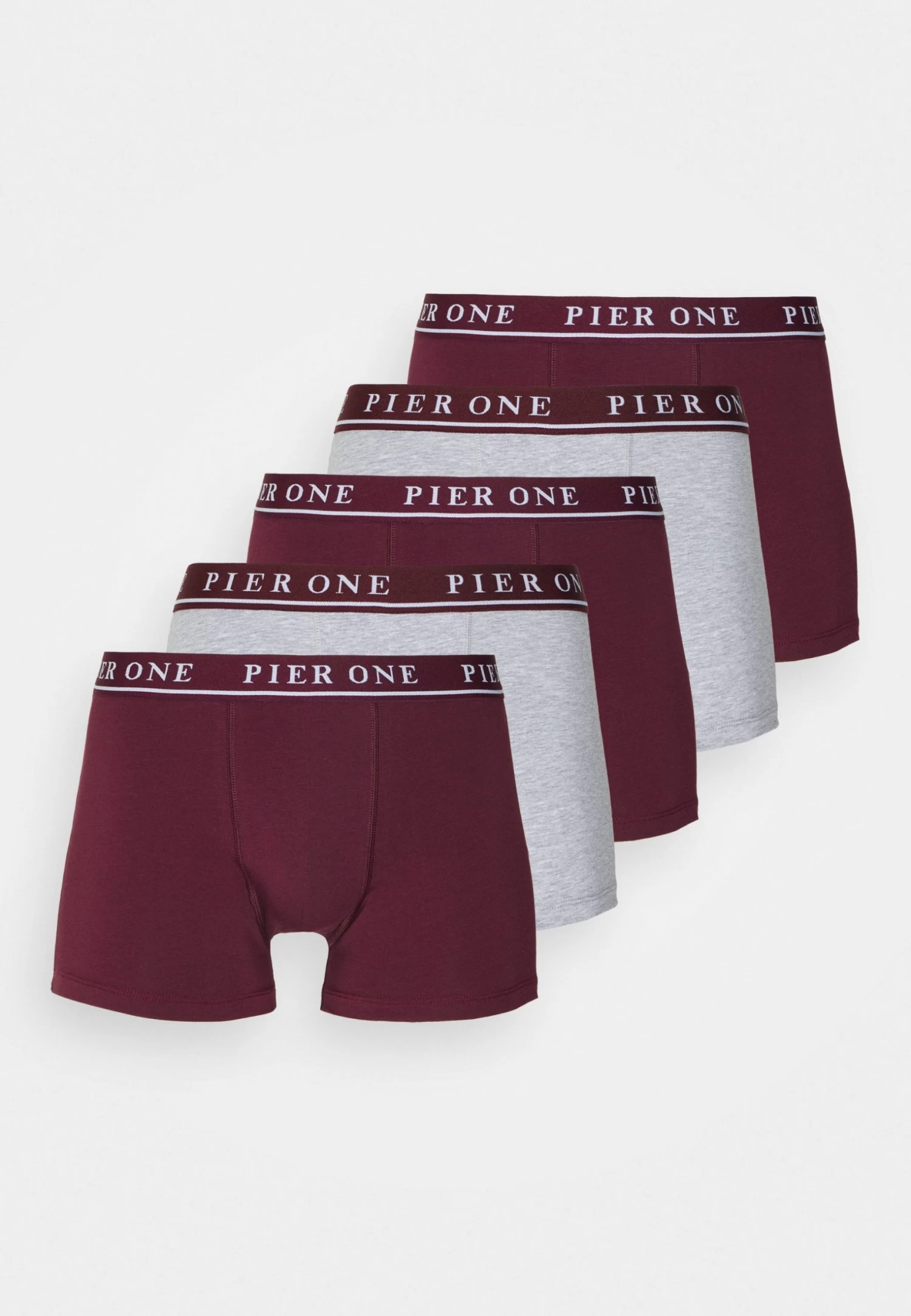 Pier One 5 Pack - Onderbroeken - Bordeaux/Mottled Grey 1 Pier One 5 Pack - Onderbroeken - Bordeaux/Mottled Grey